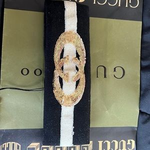 Gucci Sequin Embellished GG Headband Black White